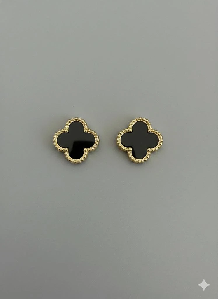 ÇELİK YONCA KÜPE (ALTIN/SİYAH)