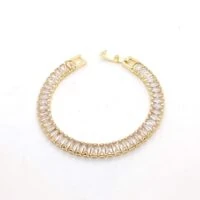 SU YOLU Zirkon Baget Taşlı Çelik Bileklik (ALTIN)