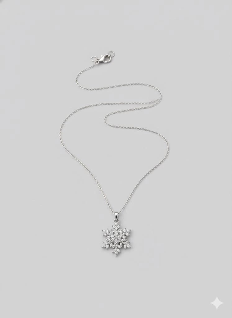 ÇELİK DÖNEN KAR TANESİ KOLYE (GÜMÜŞ)