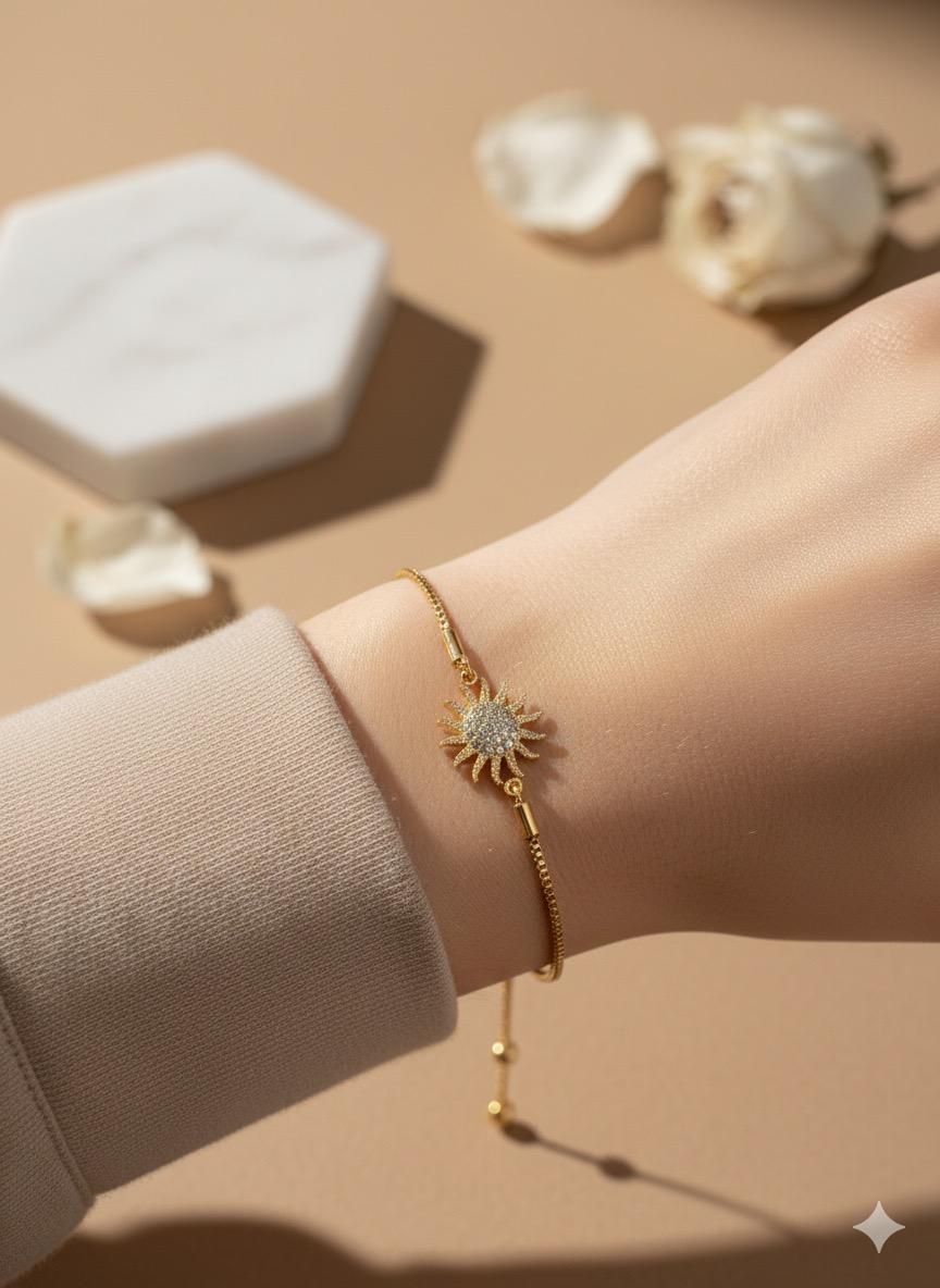 Güneş detaylı bileklik (ALTIN)