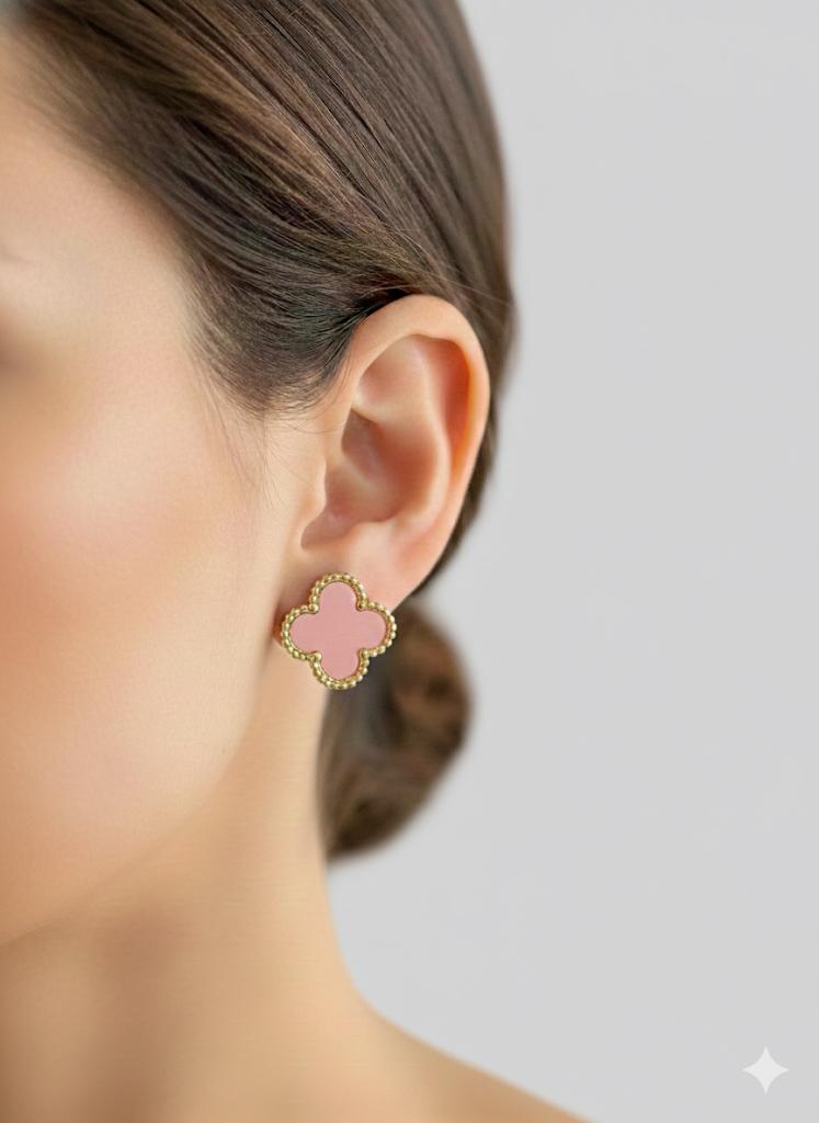 ÇELİK YONCA KÜPE (ALTIN/PEMBE)