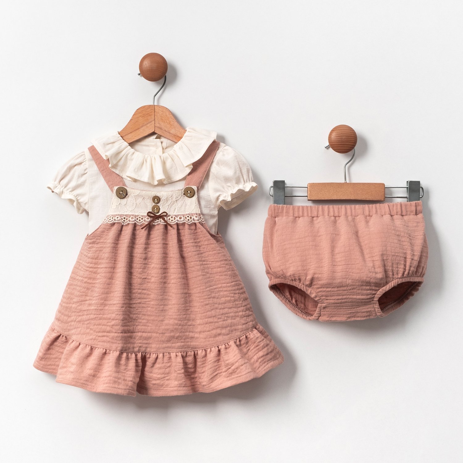 Kız Bebek Olive 3'Lü Bej Takım