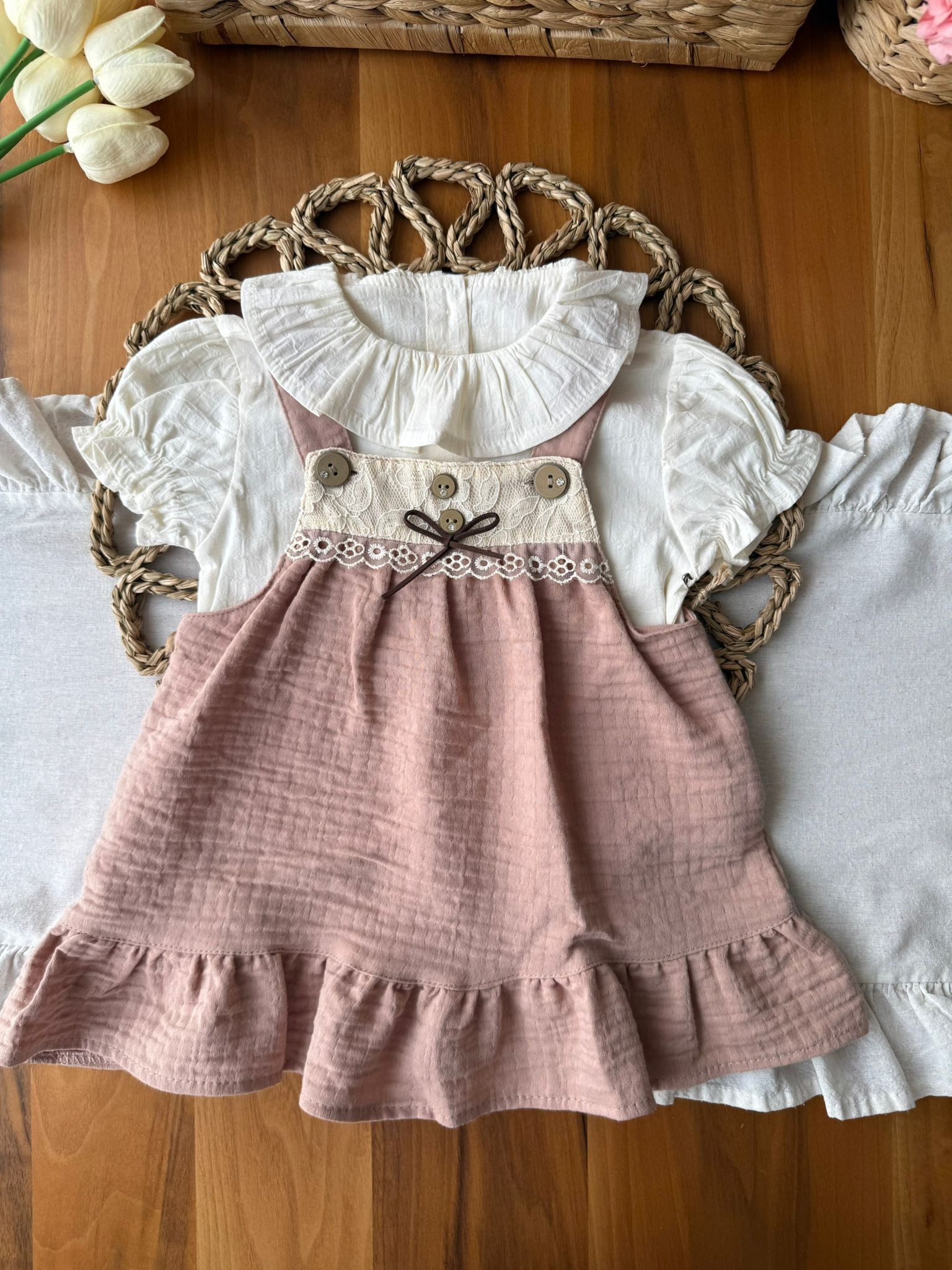 Kız Bebek Olive 3'Lü Bej Takım
