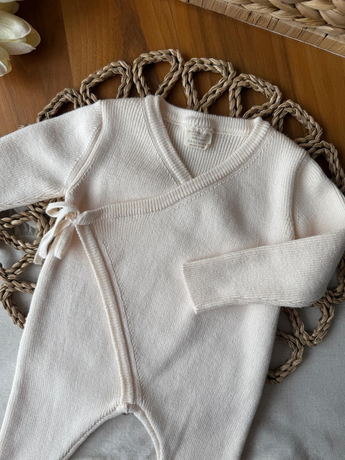 Unisex Kruvaze %100 Organik Pamuk Krem Tulum