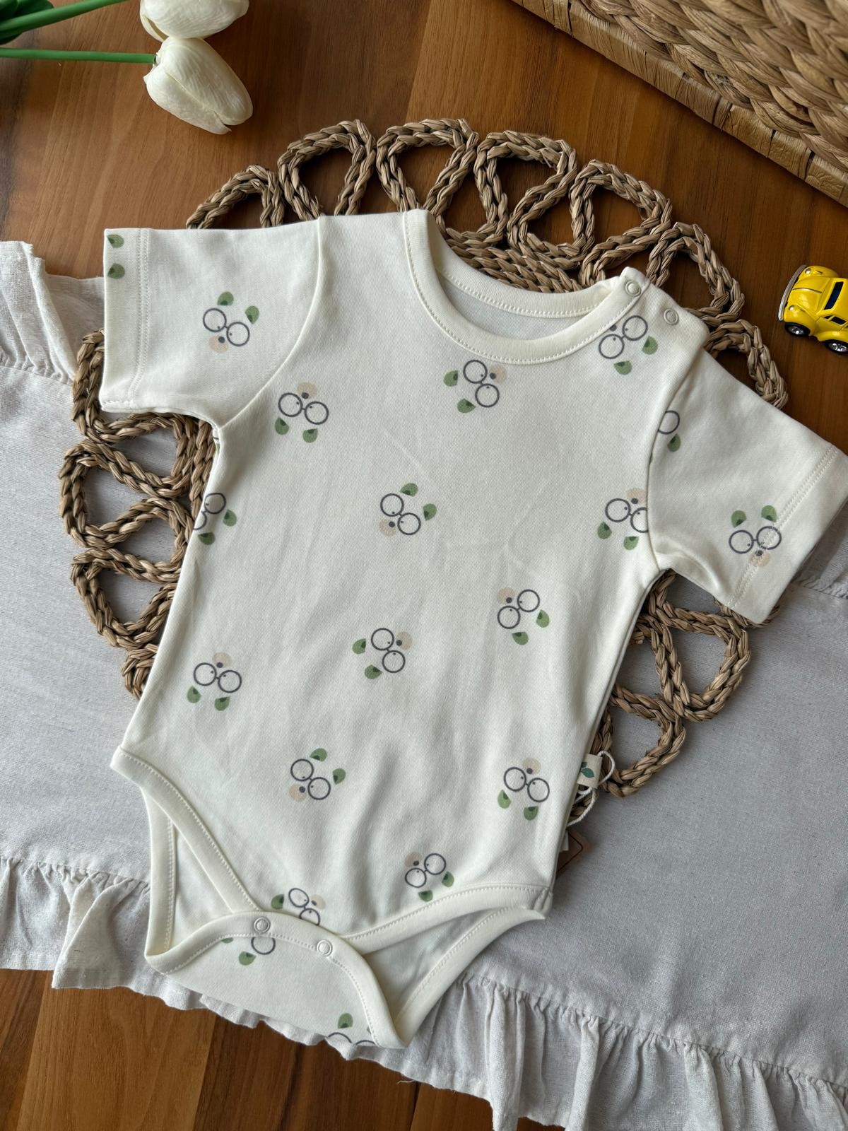 Erkek Bebek Ayıcık Kısa Kol Ekru Bady