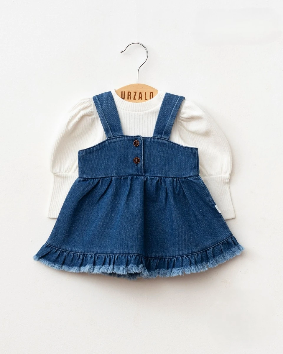 Kız Bebek Kot Elbise Ve Body