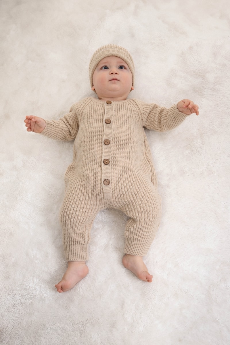 Unisex Şapkalı Selanik Bej Tulum