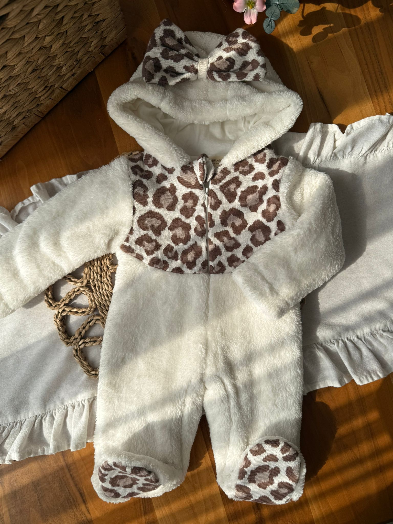 Kız Bebek Leoparlı Welsoft Tulum
