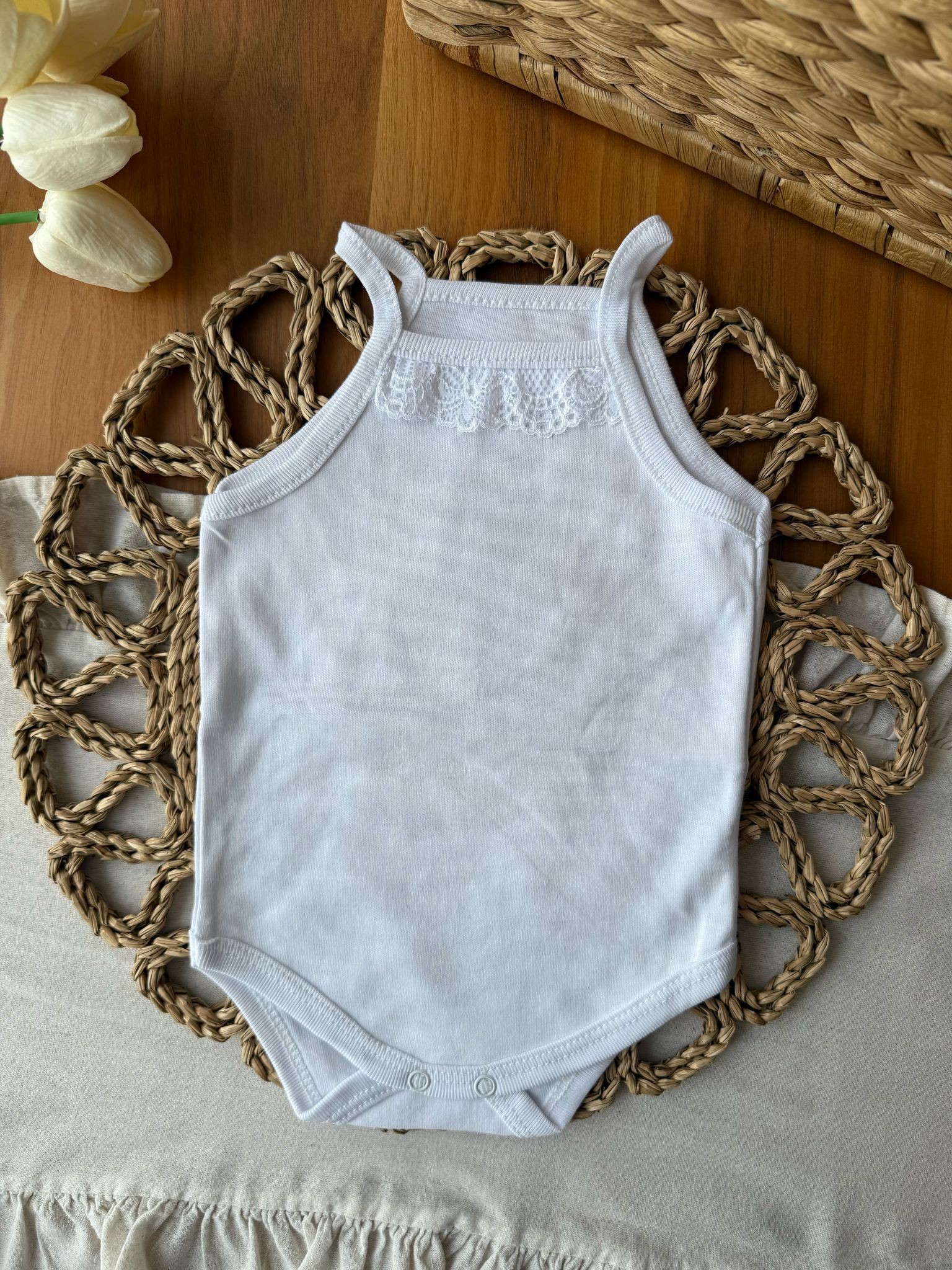 Kız Bebek Dantel Detaylı Askılı Zıbın