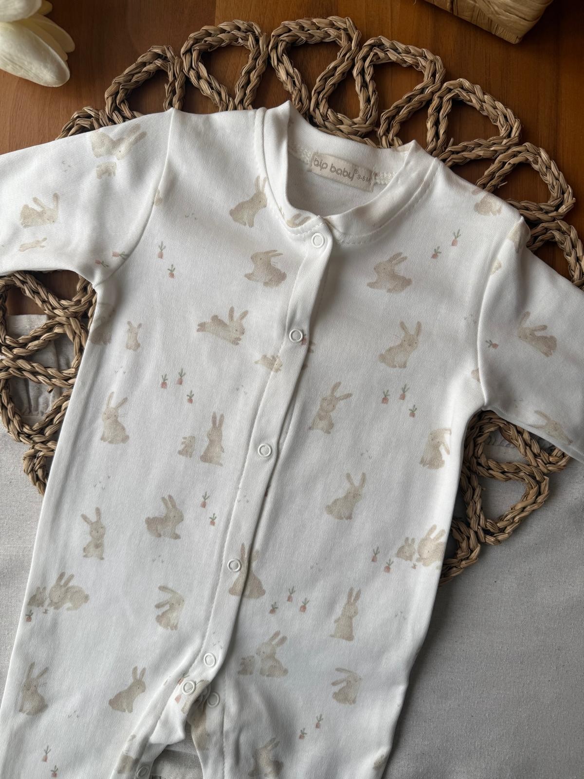 Unisex Tavşan Baskılı Penye Tulum