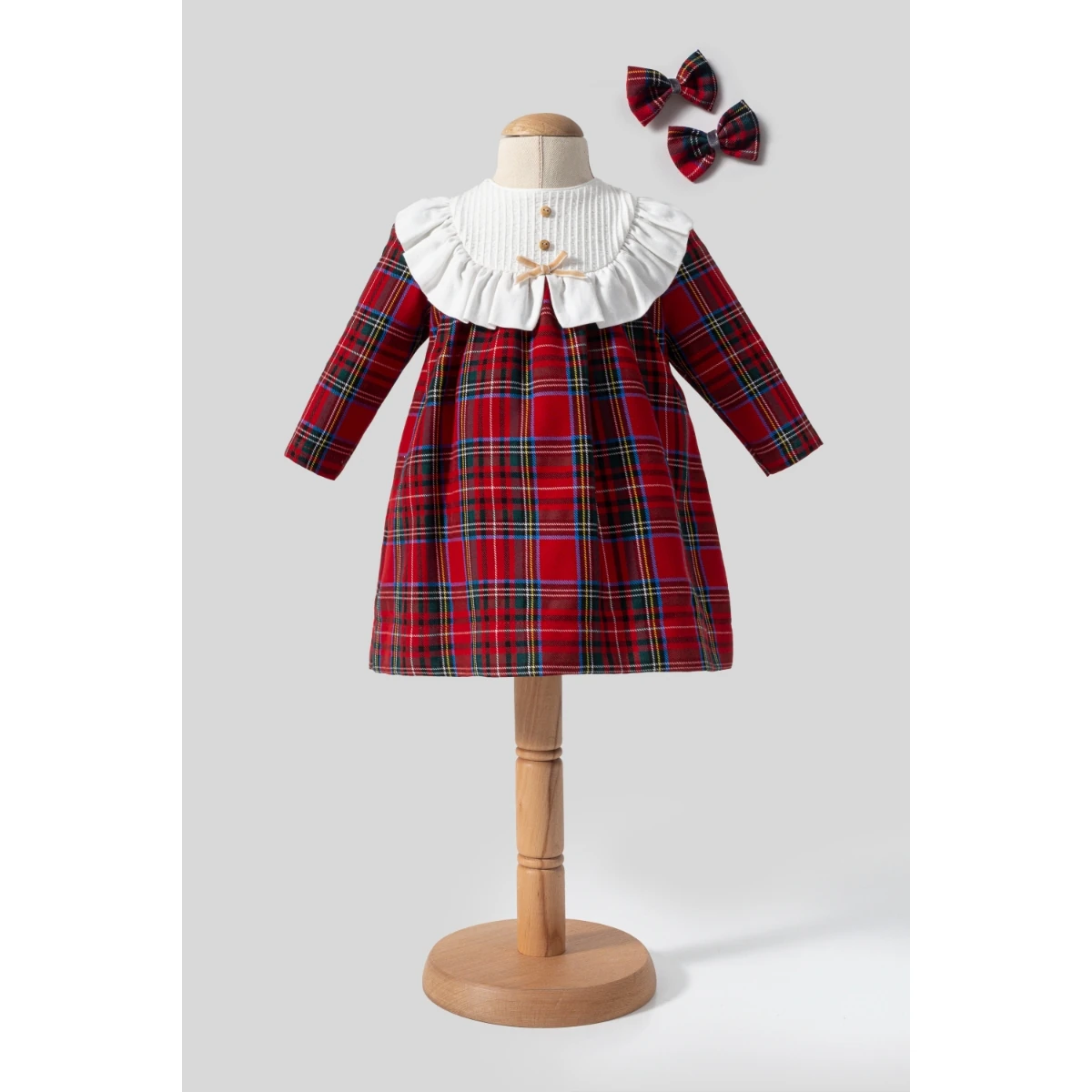 Kız Bebek Tokalı Kırmızı Elbise