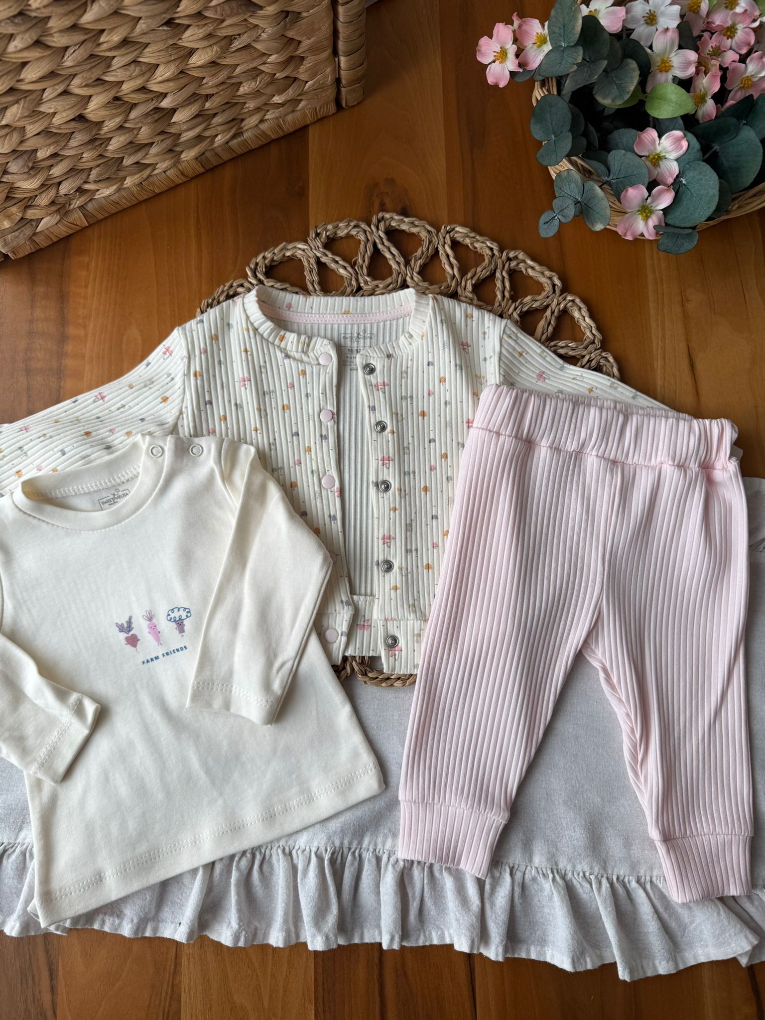 Kız Bebek Pembe 3'lü Takım