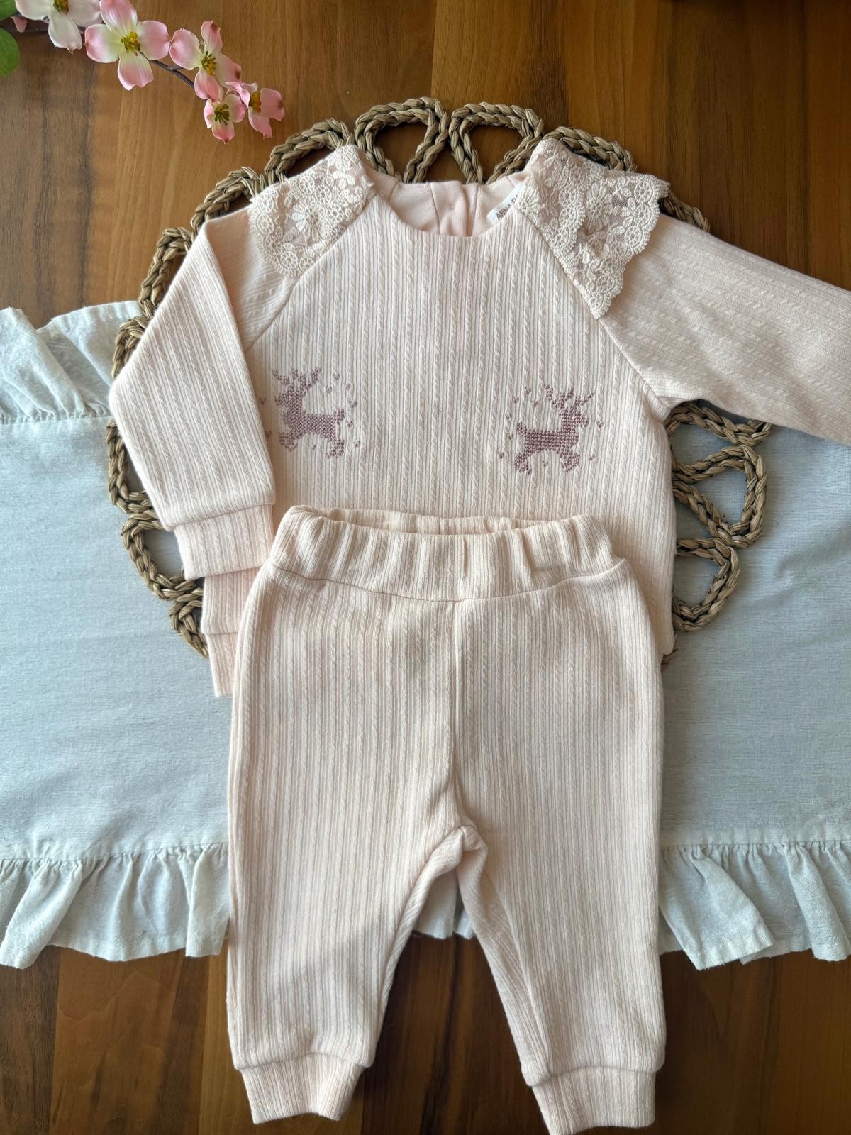 Kız Bebek %100 Pamuk Pembe 2'li Takım