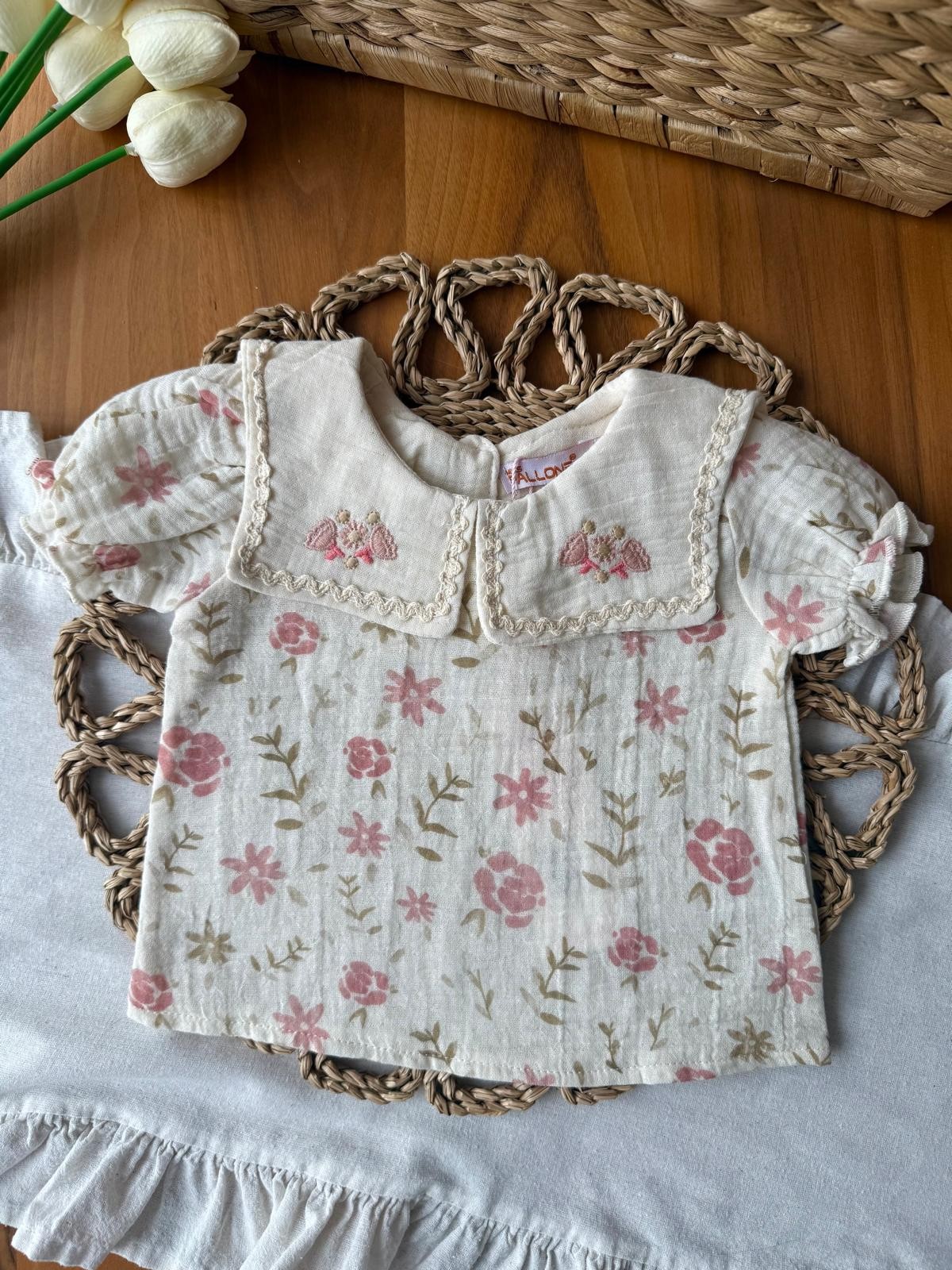 Kız Bebek Çiçek Desenli 2'li Takım
