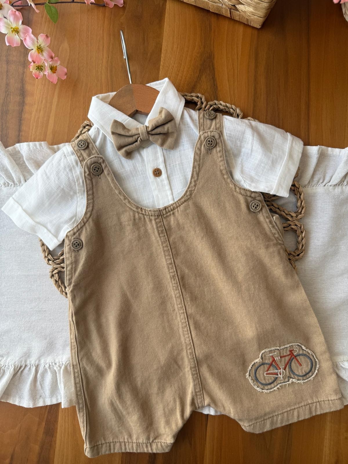 Erkek Bebek Kahverengi Salopet Takım