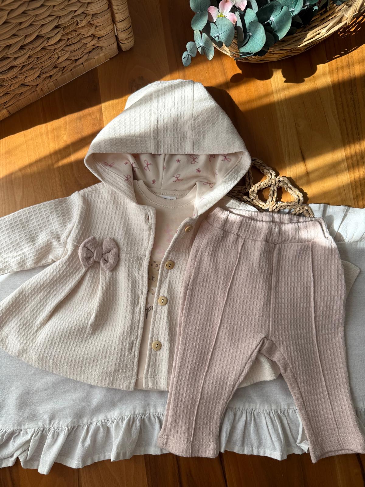 Kız Bebek Lovely 3'lü Bej Takım