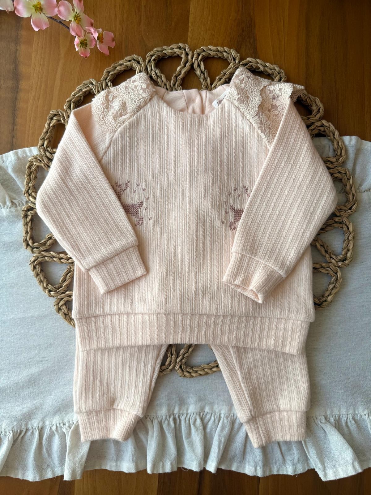 Kız Bebek %100 Pamuk Pembe 2'li Takım