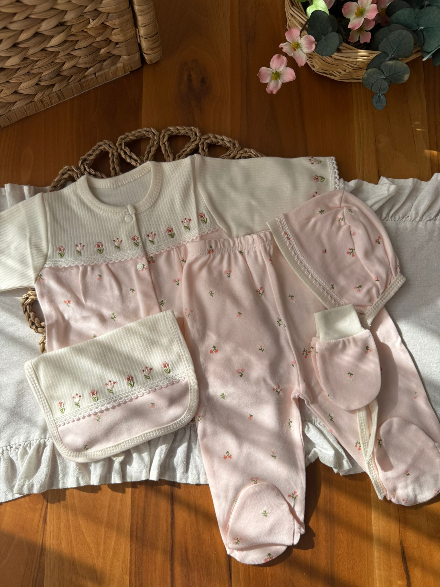 Kız Bebek 0-3 Ay Somon 5'li Set