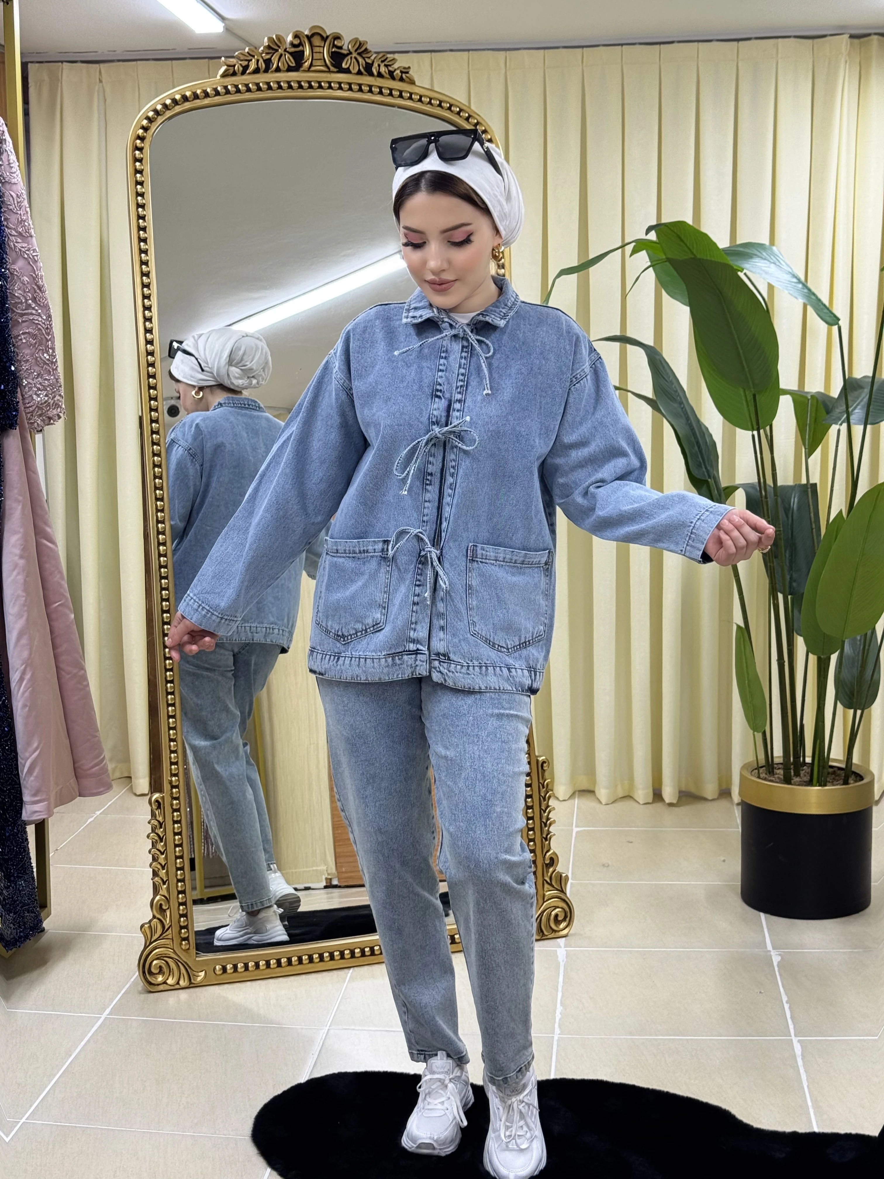 Bağlamalı Kot Ceket