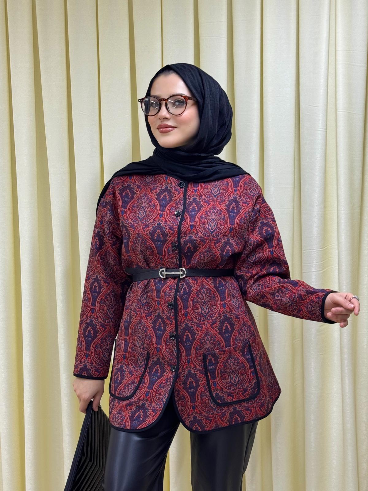 Etnik Desen Ceket – kırmızı