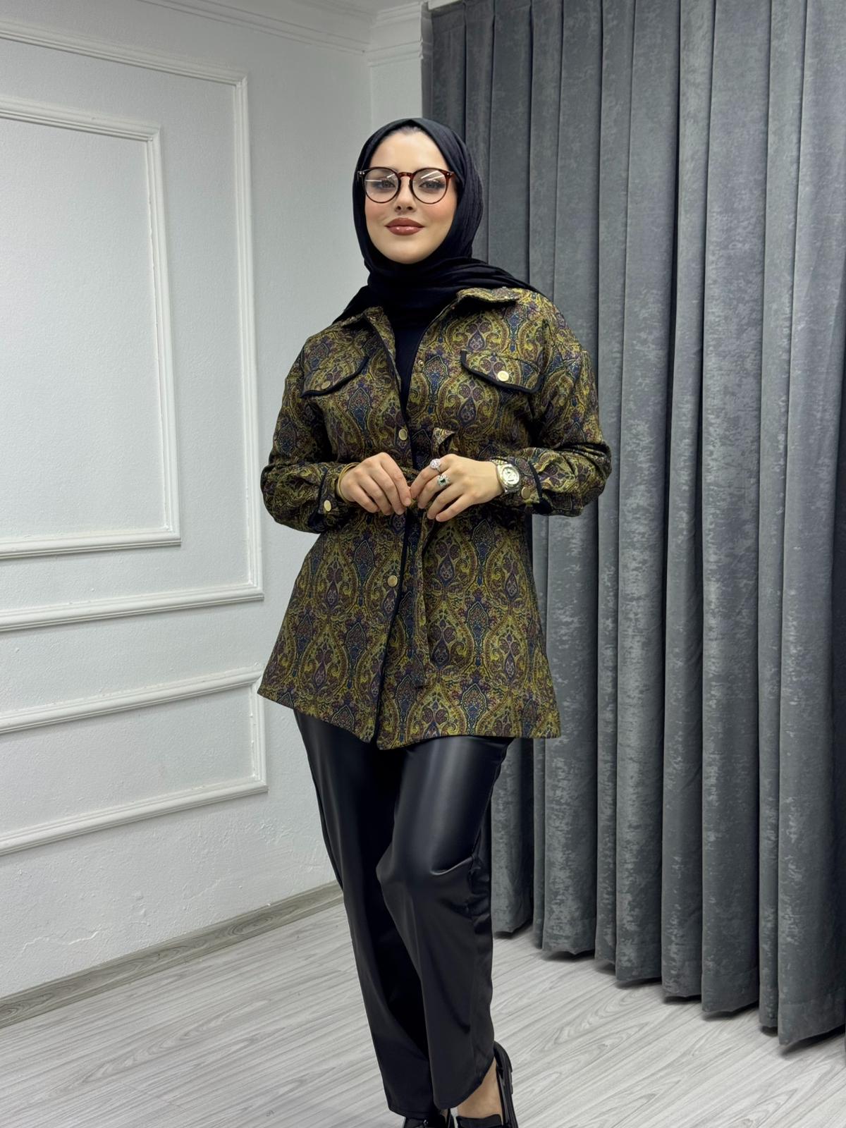 Etnik Desen Ceket – Haki