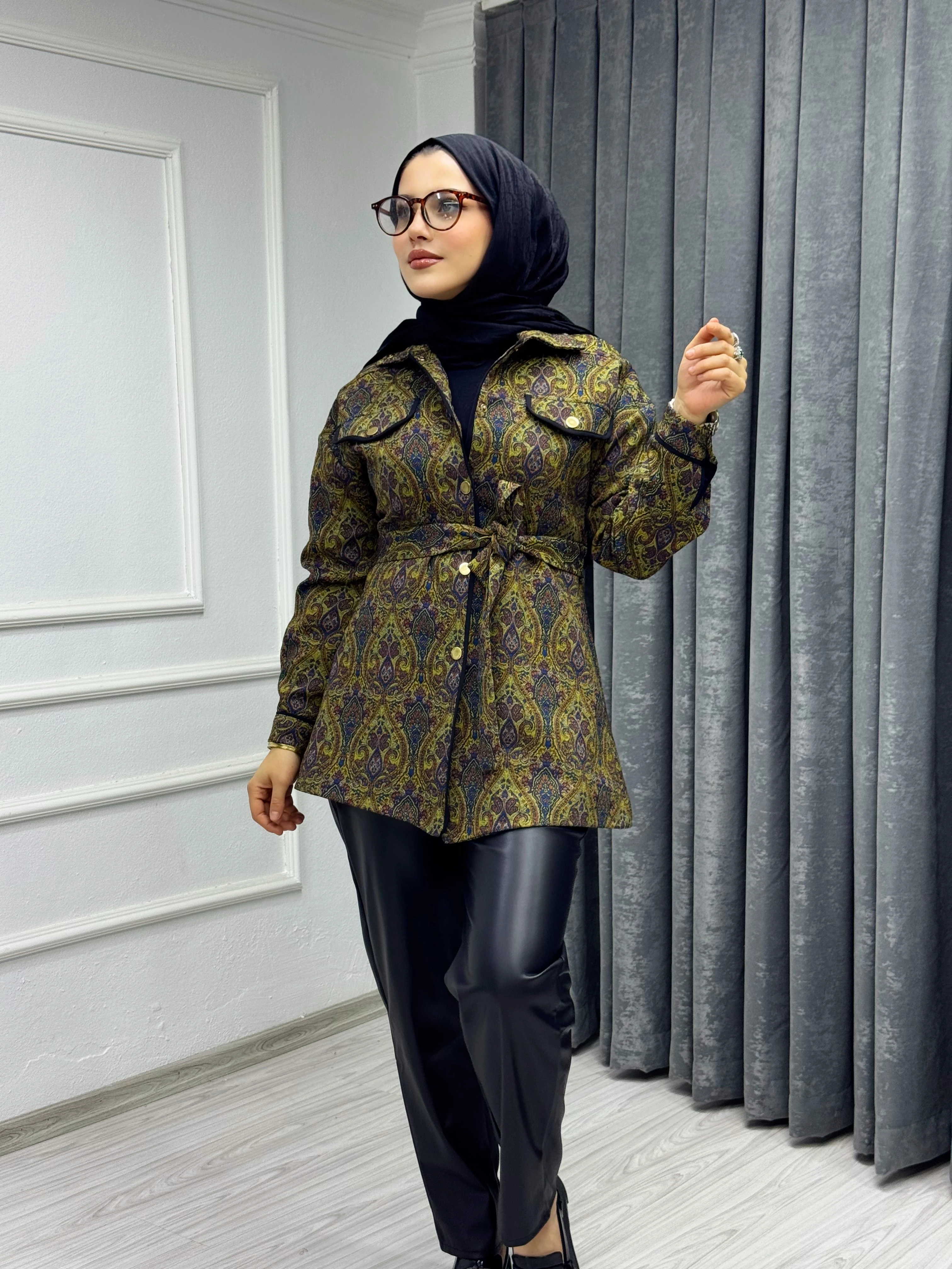 Etnik Desen Ceket – Haki