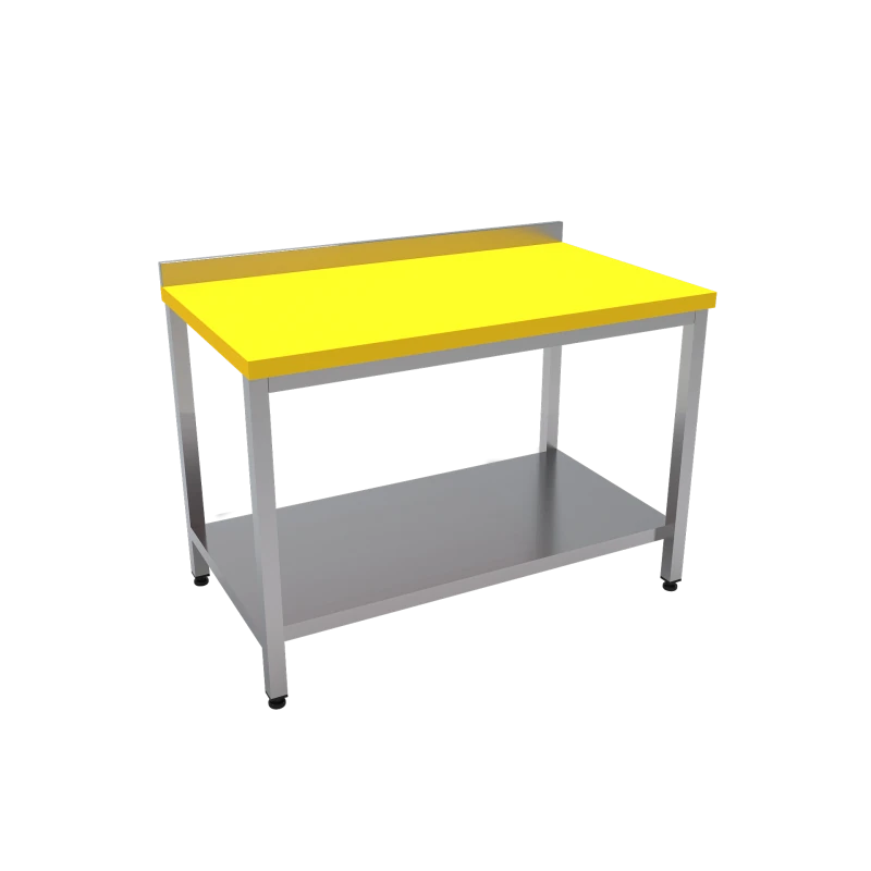 Çalışma Tezgahı Taban Raflı Polietilen Tablalı 120x70x85 CM Sarı