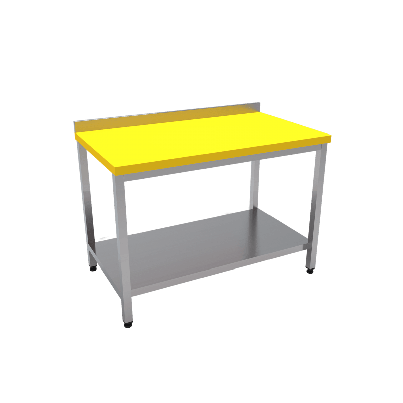 Çalışma Tezgahı Taban Raflı Polietilen Tablalı 160x60x85 CM Sarı