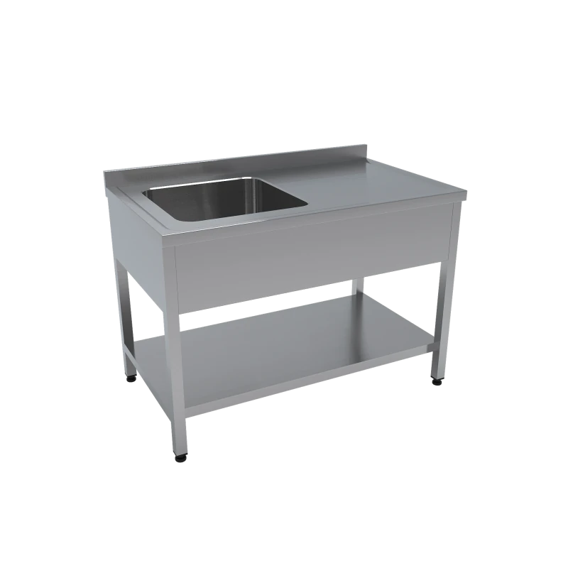 Çalışma Tezgahı Etrafı Açık Tek Küvetli Taban Raflı 240x60x85 CM