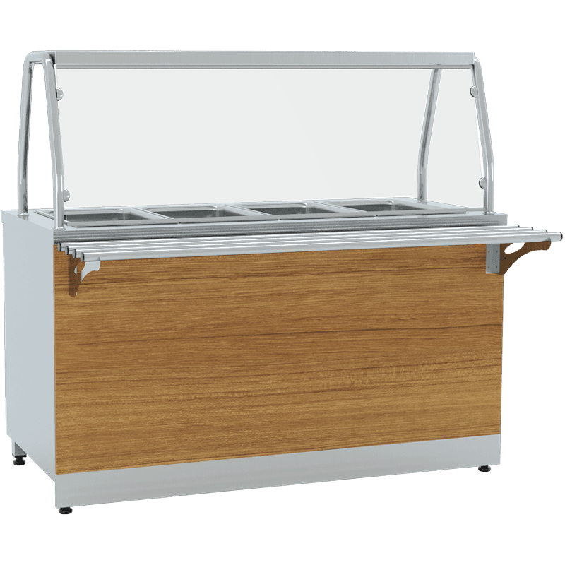 4 Küvet Uyumlu Tek Sıra Servis Raflı Ahşap Kaplamalı Benmari 150x70x85