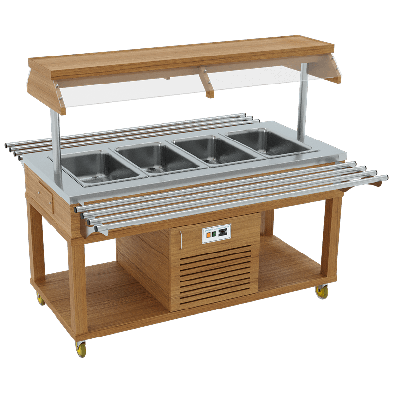 Ahşap Gövdeli Salatbar Ünitesi 150x70x85/145 CM