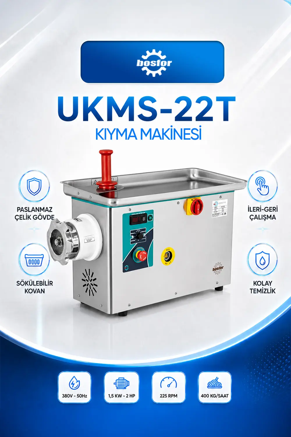 UKMS-22T KIYMA MAKİNASIBOSFORUKMS-22T₺ 89,743.09