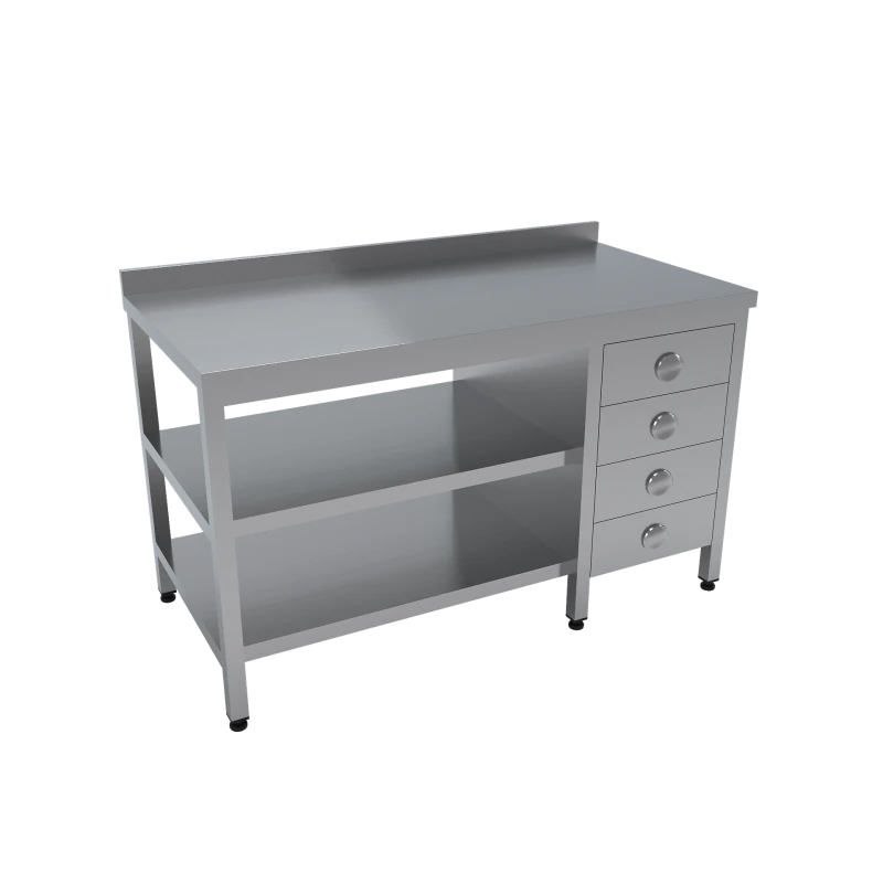 Çalışma Tezgahı Etrafı Açık Blok Çekmeceli Taban Ve Ara Raflı 200x70x85 CM