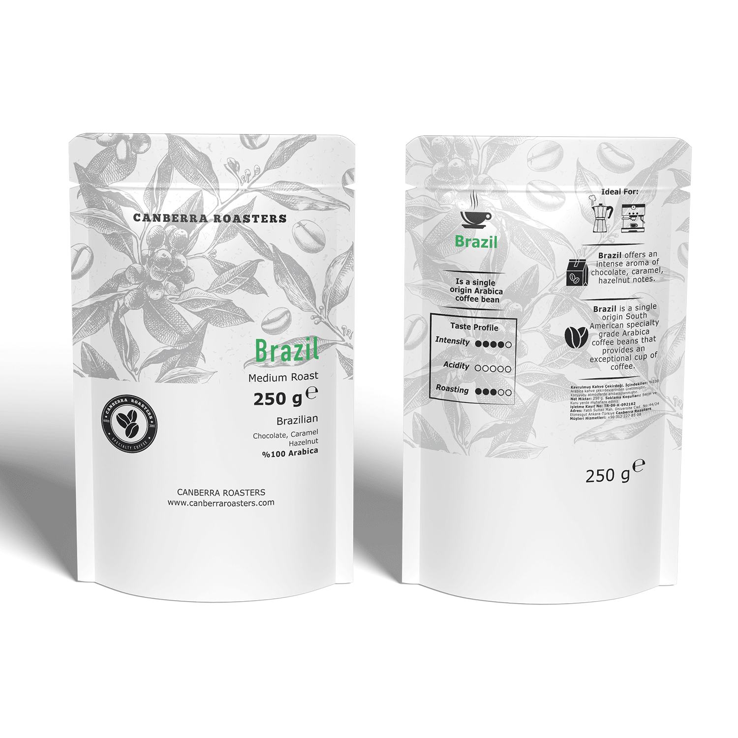 Canberra Brazil Medium Roast Kahve Çekirdeği