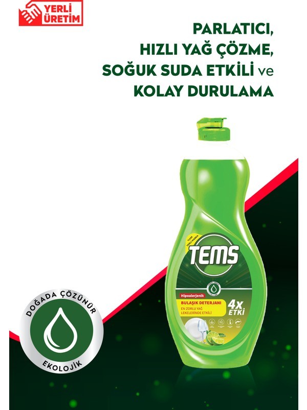 Tems 4 Etki Bulaşık Makinesi Kapsül Deterjanı 36 Adet + 500 ml Sıvı Bulaşık Deterjanı