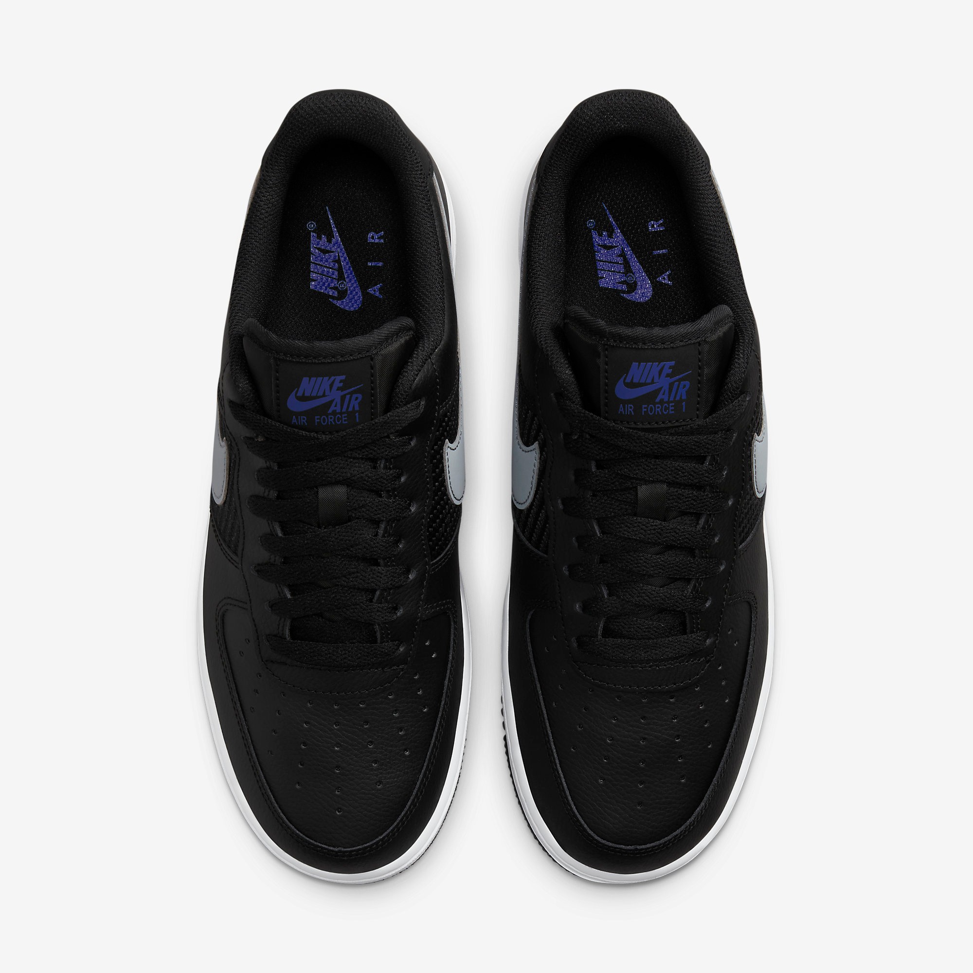 Nike Air Force 1 07 Triple Swoosh Black Grey Racer Blue