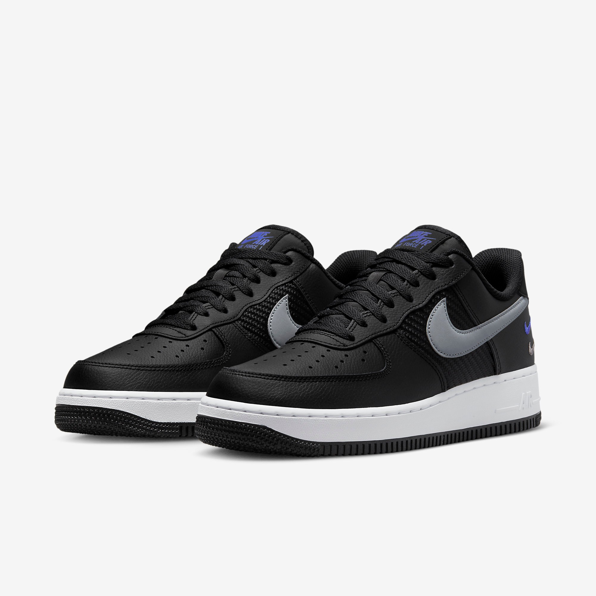 Nike Air Force 1 07 Triple Swoosh Black Grey Racer Blue