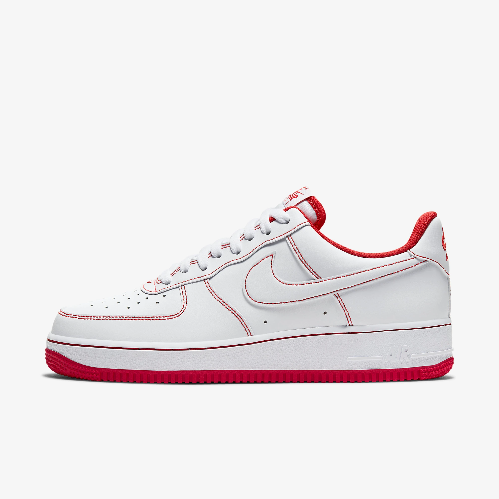 Nike Air Force 1 '07 'Contrast Stitch - White University Red'