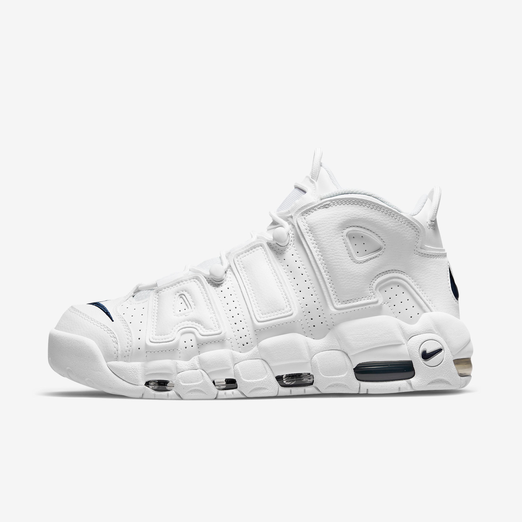 Nike Air More Uptempo Low White and Midnight Navy