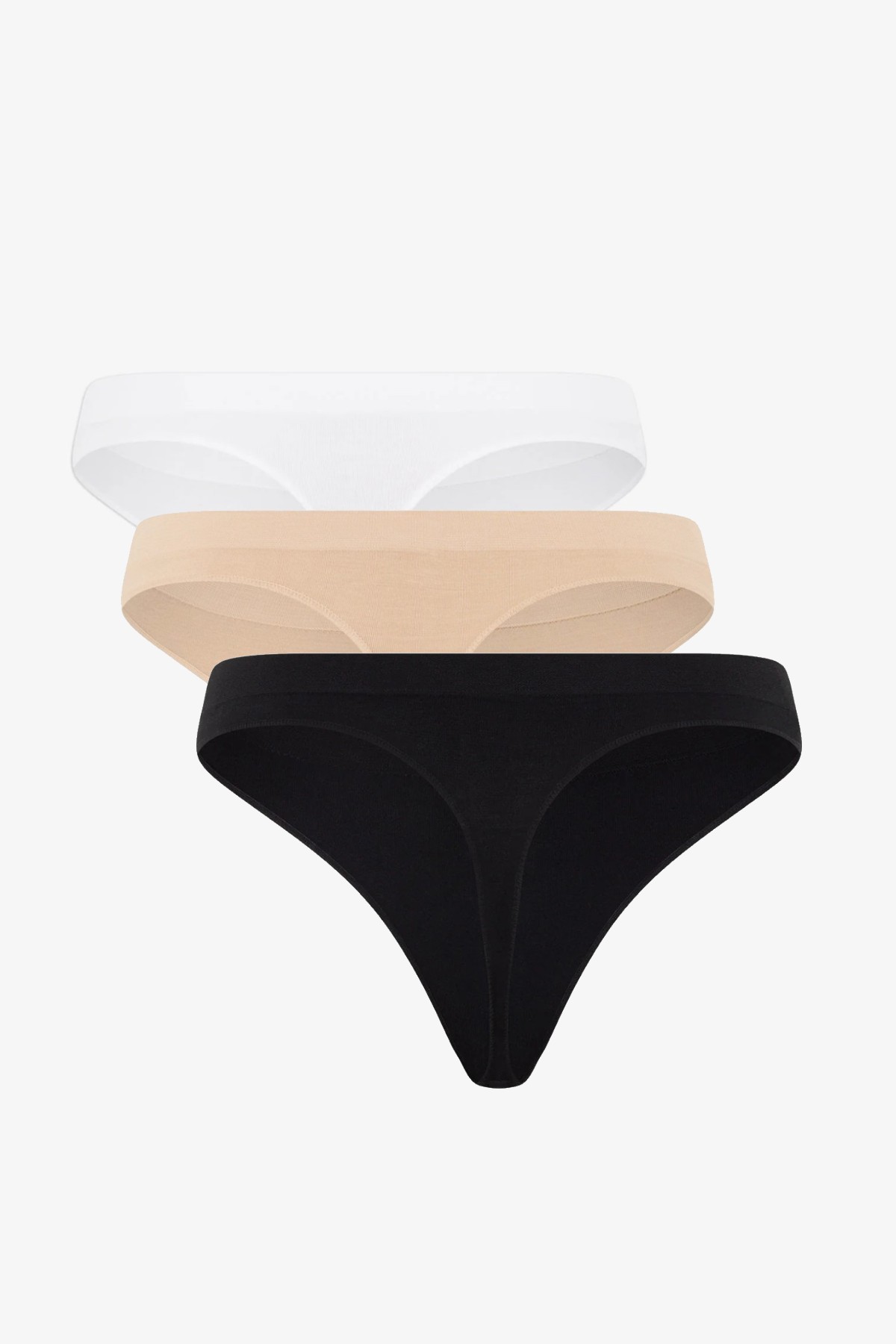 3'lü Tanga Külot Set - Black, White, Nude