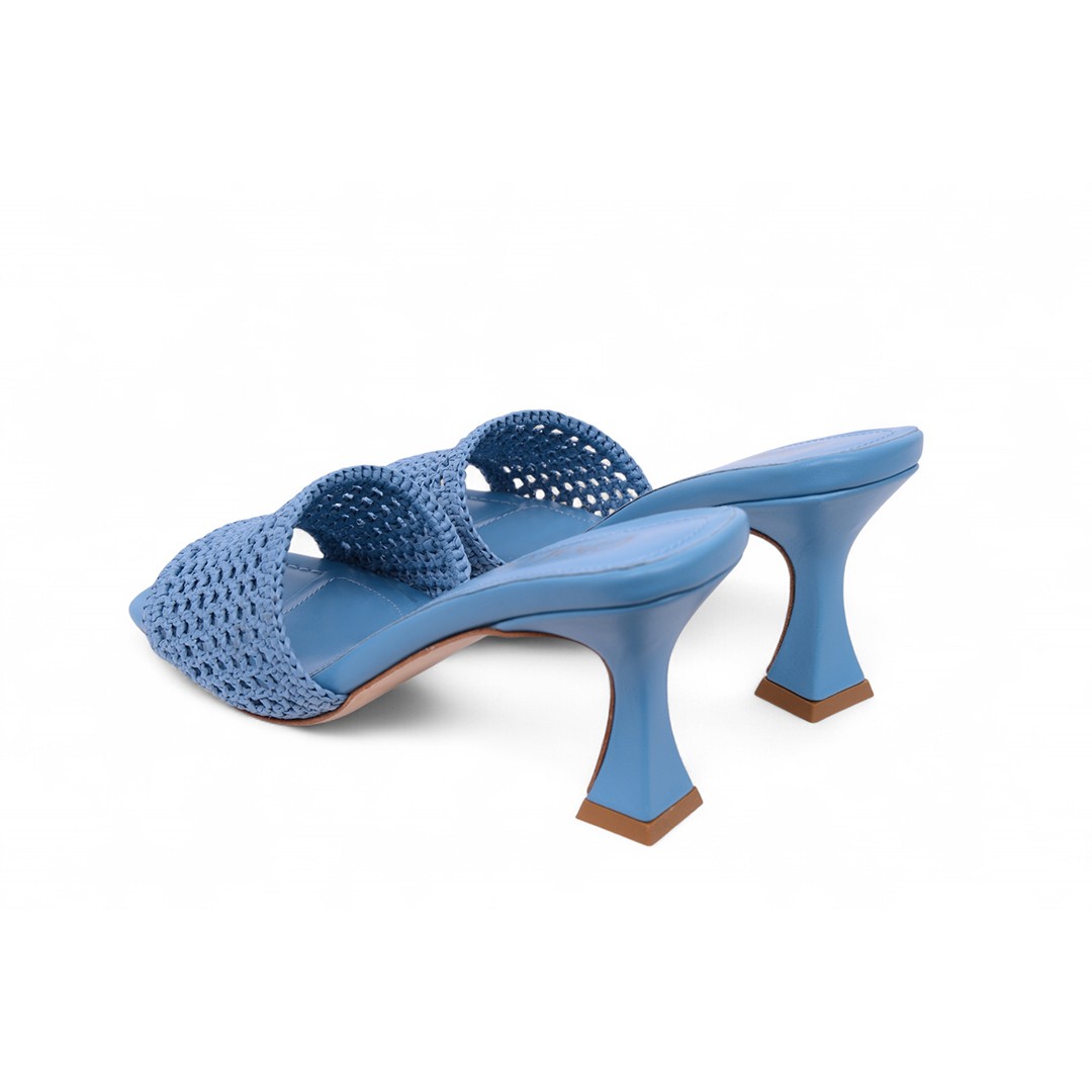 Veronika Blue Heeled Slippers