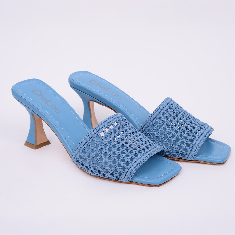 Veronika Blue Heeled Slippers image