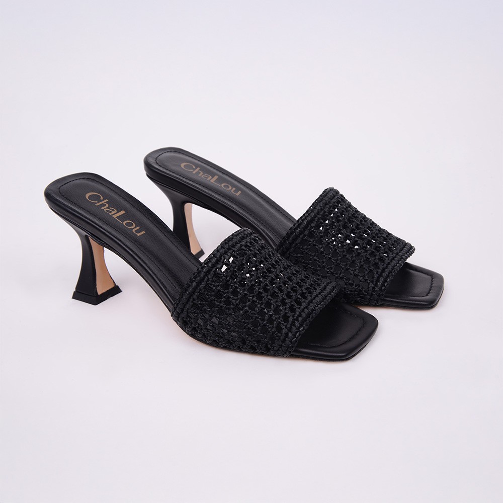 Veronika Black Heeled Slippers image