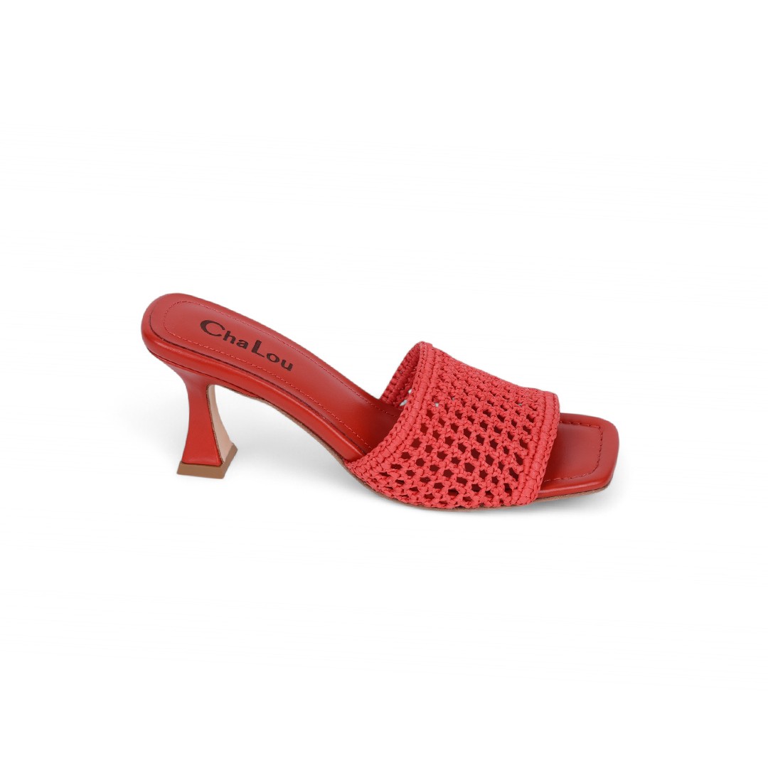 Veronika Red High Heeled Slippers