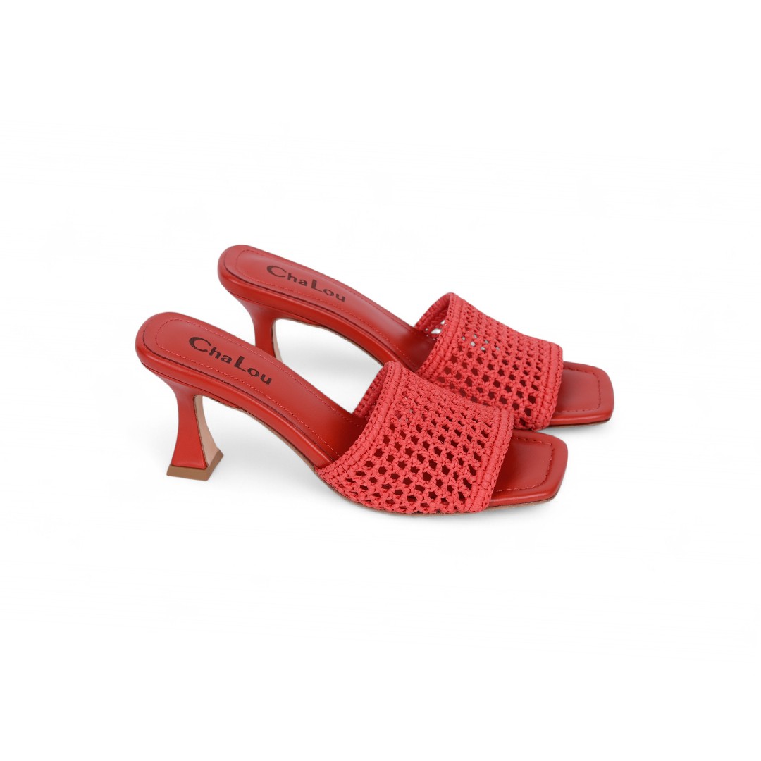 Veronika Red High Heeled Slippers image