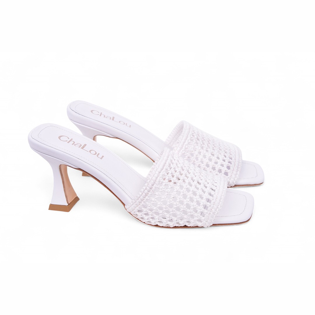 Veronika White Heeled Slippers image