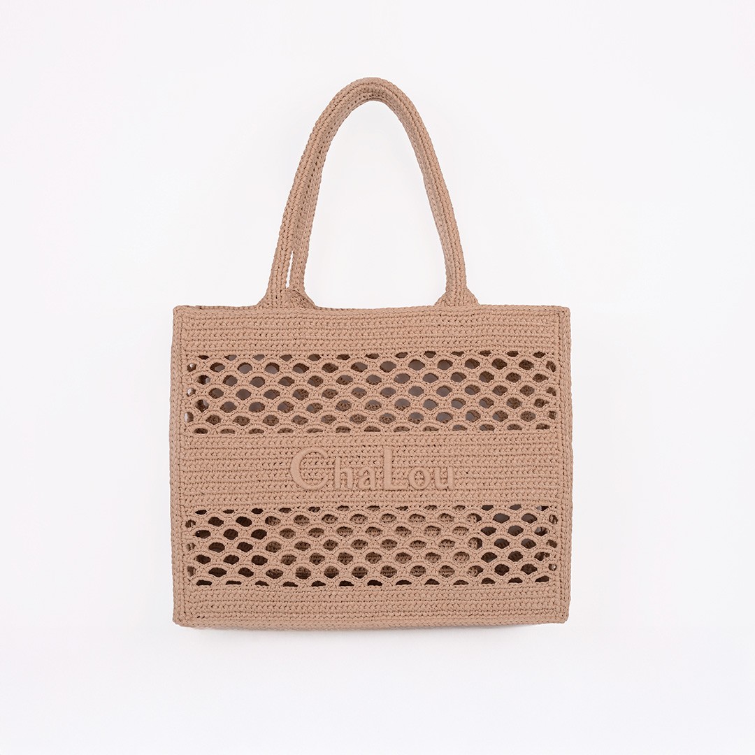 Cha Lou Medium Beige Raffia Tote Bag image
