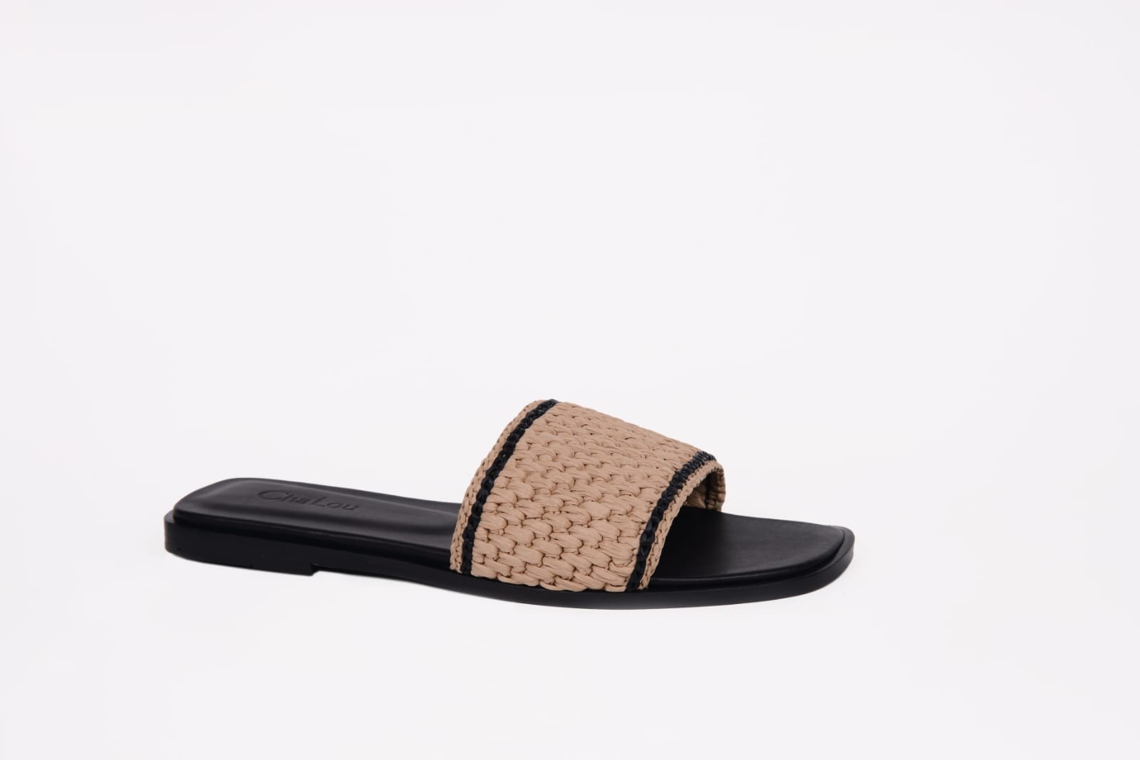 Cha Lou Beige&Black Slippers