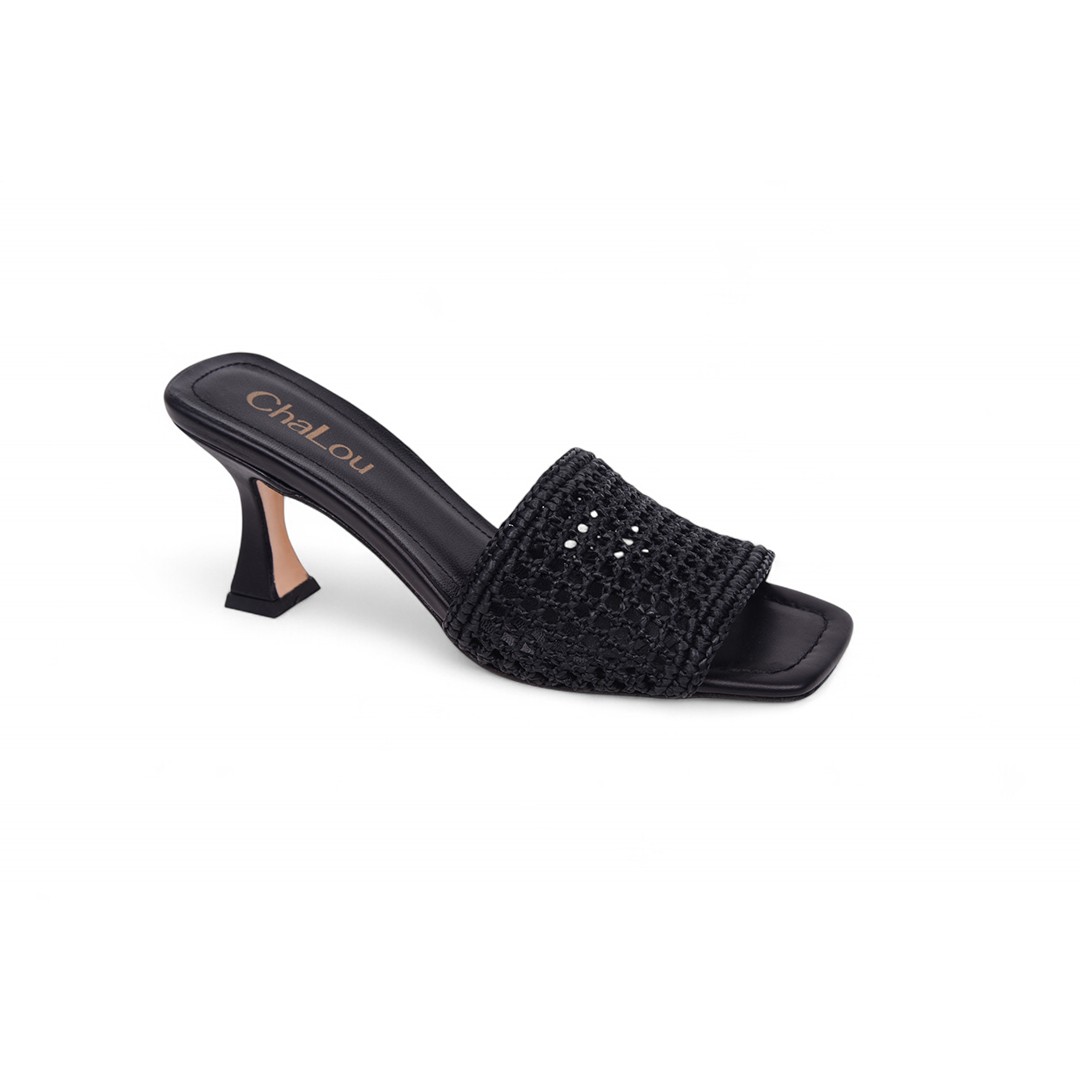 Veronika Black Heeled Slippers