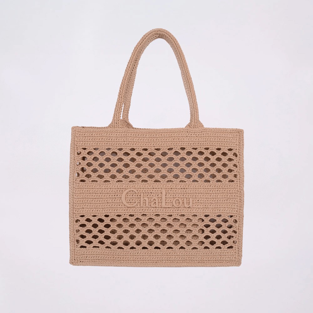 Cha Lou Small Beige Raffia Tote Bag image